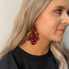 Serafina Collection CZ Cluster Drop Earring, Red