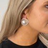 Serafina Collection Large Pearl Clip On Earrings, Silver