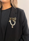 Serafina Collection Pearl Drop Charm Brooch, Black & Gold