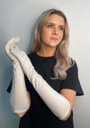 Serafina Collection Suede Elbow Length Gloves, Beige