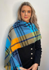 Serafina Collection Check Fringe Wool Scarf, Blue