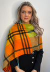 Serafina Collection Check Fringe Wool Scarf, Orange