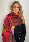 Serafina Collection Check Fringe Wool Scarf, Red