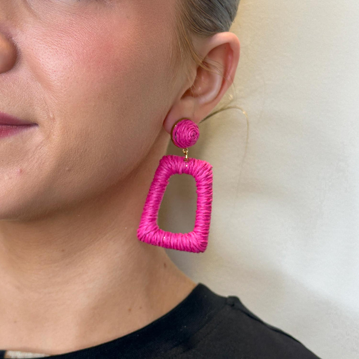 Serafina Collection Geometric Drop Earrings, Pink