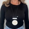 Serafina Collection Abstract Resin Necklace, Ecru and Black