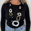 Serafina Collection Monochrome Statement Necklace, Black and White