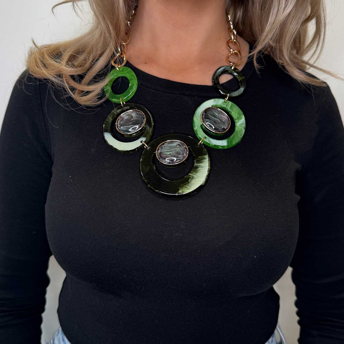 Serafina Collection Glitter Statement Necklace, Green
