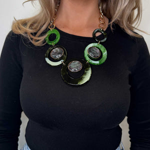 Serafina Collection Glitter Statement Necklace, Green