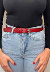 Serafina Collection Faux Leather Belt, Wine