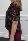 Oui Sequin Two-Tone T-Shirt, Wine