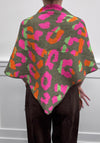 Malissa J Leopard Pattern Triangular Scarf, Khaki