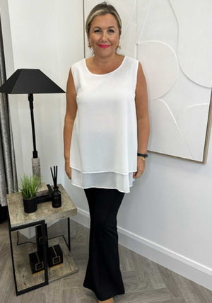 Malissa J One Size Layered Chiffon Top, White