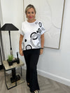 Malissa J One Size Embellished Disc Print T Shirt, White