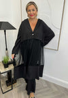 Malissa J One Size Tulle Panel Longline Blazer, Black