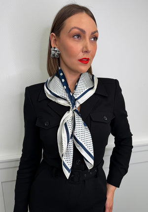 Serafina Polka Dot Neck Scarf, Navy
