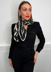 Serafina Polka Dot Neck Scarf, Black & Cream