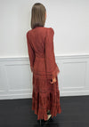 Serafina Collection Embroidered Long Sleeve Maxi Dress, Rust Orange