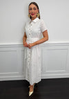 Serafina Cotton Blend Embroidered Midi Dress, White