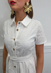 Serafina Cotton Blend Embroidered Midi Dress, White