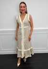 Serafina Collection Fringed Trim Linen Maxi Dress, Beige