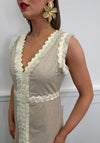 Serafina Collection Fringed Trim Linen Maxi Dress, Beige
