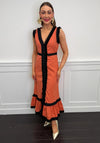 Serafina Collection Fringed Trim Linen Maxi Dress, Orange