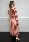 Serafina Striped Wrap Cotton Maxi Dress, Red & Beige