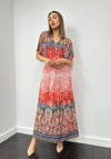 Serafina Collection One Size Paisley Maxi Dress, Red