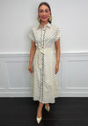 Serafina Polka Dot Cotton Shirt Dress, Cream and Navy