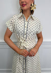 Serafina Polka Dot Cotton Shirt Dress, Cream and Navy