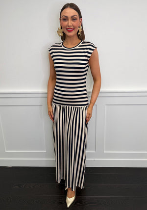 Serafina Collection Striped jersey Maxi Dress, Navy