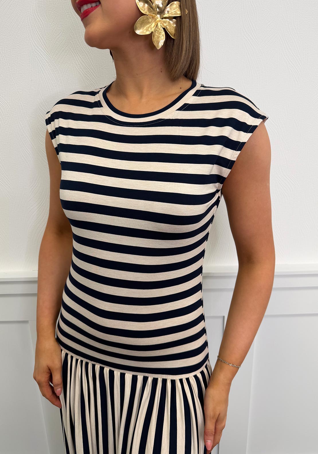 Serafina Collection Striped jersey Maxi Dress, Navy