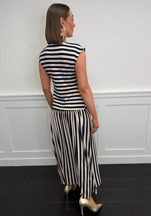 Serafina Collection Striped jersey Maxi Dress, Navy