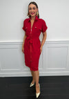 Serafina Zip Front Midi Dress, Dark Red