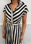Serafina Collection Striped Belted Shirt Dress, Navy