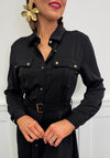 Serafina Collection Belted Long Shirt Dress, Black