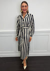 Serafina Collection Striped Long Sleeve Shirt Dress, Navy