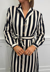 Serafina Collection Striped Long Sleeve Shirt Dress, Navy
