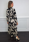 Serafina Abstract Print Belted Shirt Dress, Black & Cream