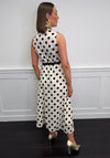 Serafina Polka Dot Sleeveless Belted Maxi Dress, Cream