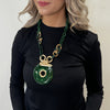 Serafina Collection Pendant Chain Link Long Necklace, Green & Gold