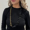 Serafina Collection Chain Link T-Bar Necklace, Black & Gold