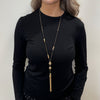 Absolute Tassel Detail Long Necklace, Gold & Black