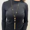 Absolute Tassel Detail Long Necklace, Gold & Black