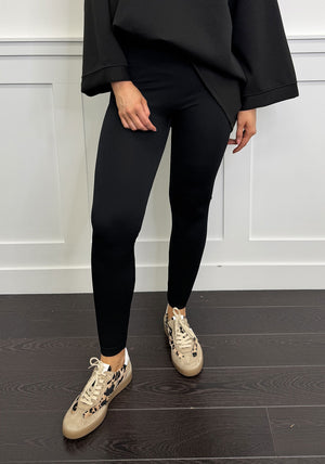 Serafina Ribbed High Waisted Leggings, Black