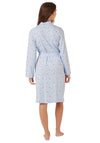 Indigo Sky Ditsy Floral Wrap Cotton Kimono Robe, Blue