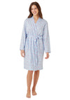 Indigo Sky Ditsy Floral Wrap Cotton Kimono Robe, Blue
