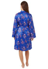 Indigo Sky Twilight Floral Satin Wrap Robe, Blue