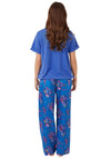 Indigo Sky Twilight Floral Satin and Jersey Pyjama Set, Blue