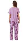 Indigo Sky Twilight Floral Satin and Jersey Pyjama Set, Lilac